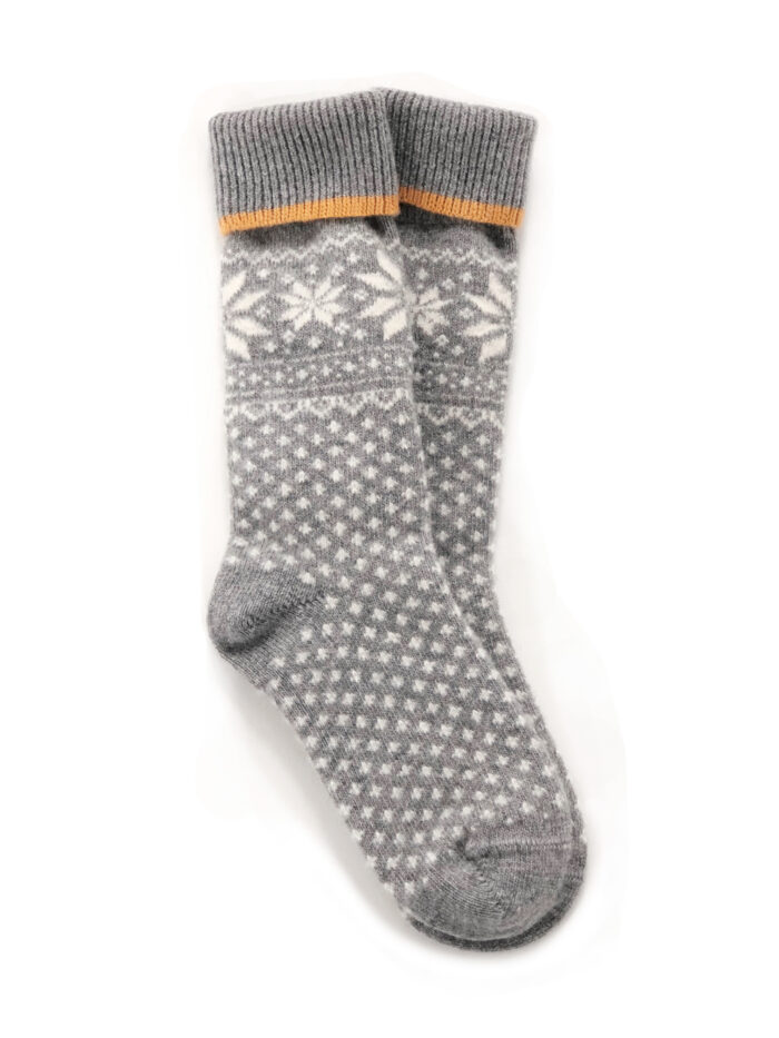 Ponožky zo 70% jahňacej vlny sivá/žltá