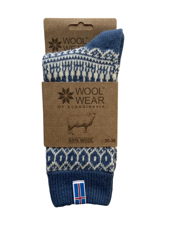Ponožky zo 60% česanej vlny s Islandskou vlajkou
