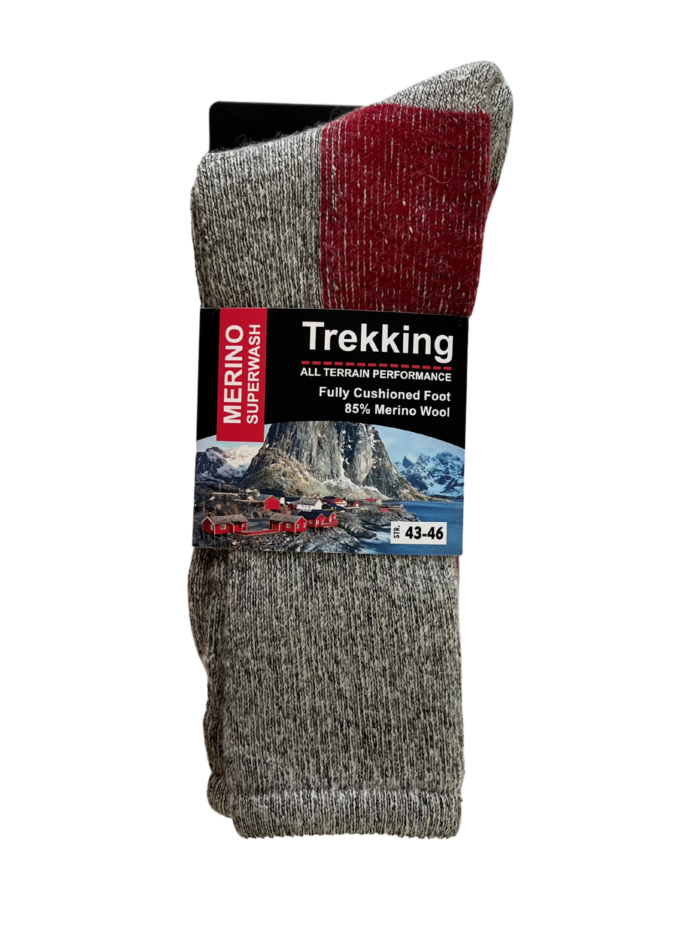 Ponožky z 85% merino vlny Trekking červené